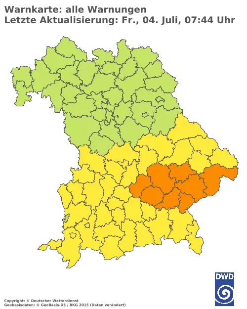 Aktuelle Wetterwarnungen für  Pfaffenhofen a.d.Ilm