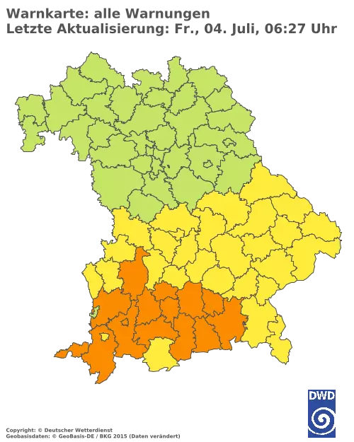 Aktuelle Wetterwarnungen für  Pfaffenhofen a.d.Ilm