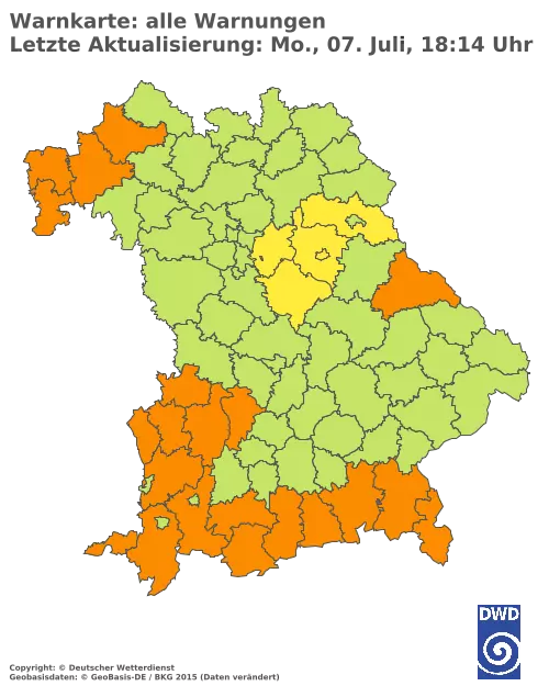 Aktuelle Wetterwarnungen für  Pfaffenhofen a.d.Ilm