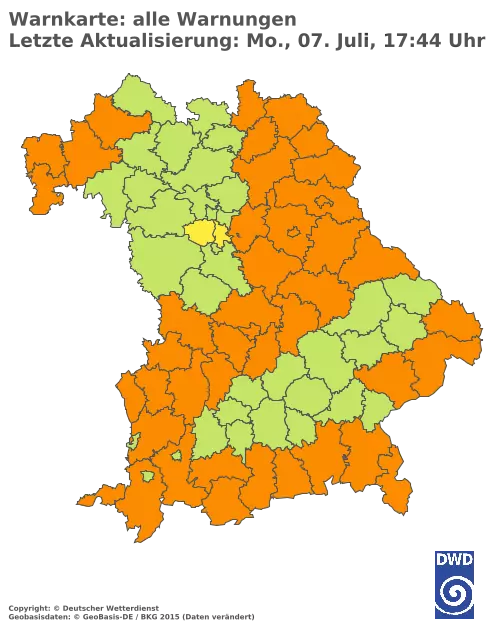 Aktuelle Wetterwarnungen für  Pfaffenhofen a.d.Ilm