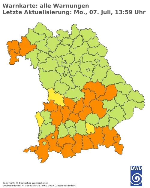 Aktuelle Wetterwarnungen für  Pfaffenhofen a.d.Ilm