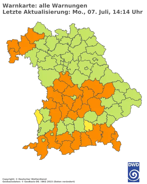 Aktuelle Wetterwarnungen für  Pfaffenhofen a.d.Ilm