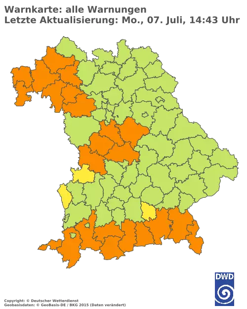 Aktuelle Wetterwarnungen für  Pfaffenhofen a.d.Ilm
