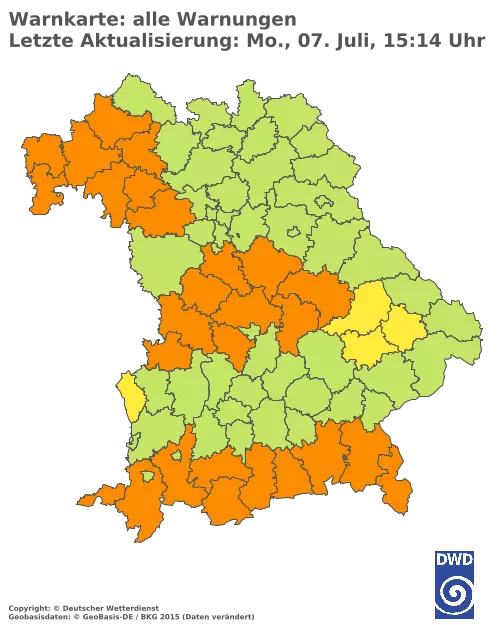 Aktuelle Wetterwarnungen für  Pfaffenhofen a.d.Ilm