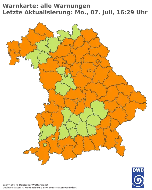 Aktuelle Wetterwarnungen für  Pfaffenhofen a.d.Ilm