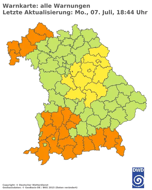 Aktuelle Wetterwarnungen für  Pfaffenhofen a.d.Ilm