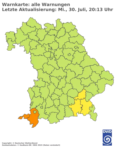 Aktuelle Wetterwarnungen für  Pfaffenhofen a.d.Ilm