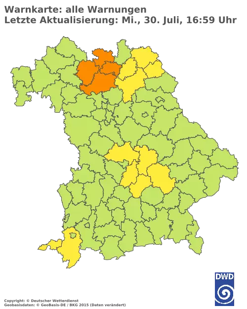 Aktuelle Wetterwarnungen für  Pfaffenhofen a.d.Ilm