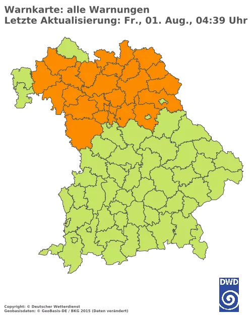 Aktuelle Wetterwarnungen für  Pfaffenhofen a.d.Ilm