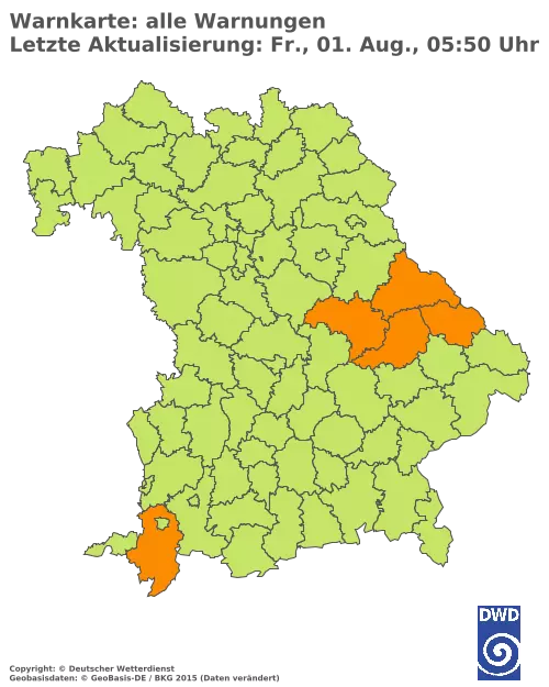 Aktuelle Wetterwarnungen für  Pfaffenhofen a.d.Ilm