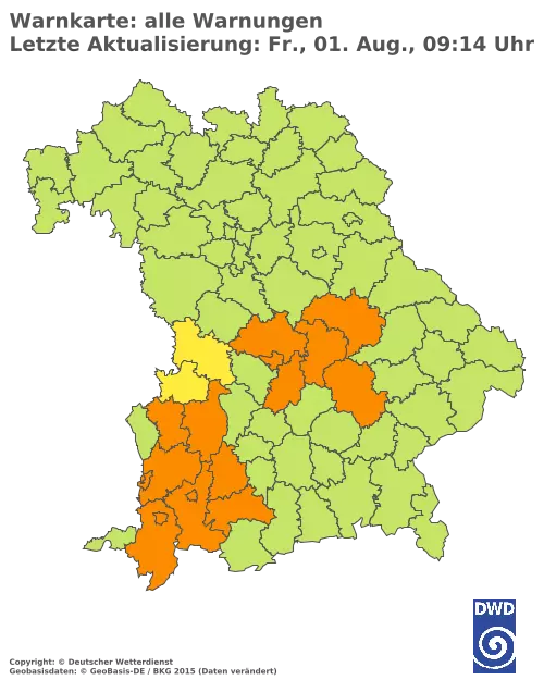 Aktuelle Wetterwarnungen für  Pfaffenhofen a.d.Ilm