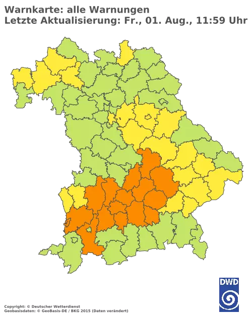 Aktuelle Wetterwarnungen für  Pfaffenhofen a.d.Ilm