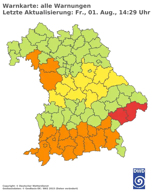 Aktuelle Wetterwarnungen für  Pfaffenhofen a.d.Ilm