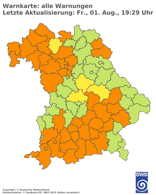 Aktuelle Wetterwarnungen für  Pfaffenhofen a.d.Ilm