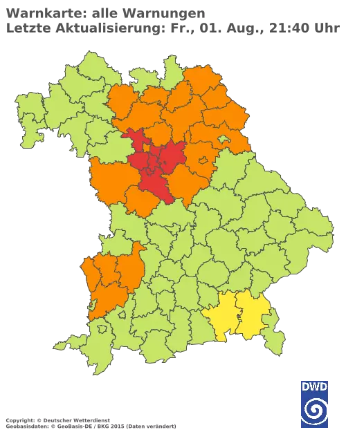 Aktuelle Wetterwarnungen für  Pfaffenhofen a.d.Ilm