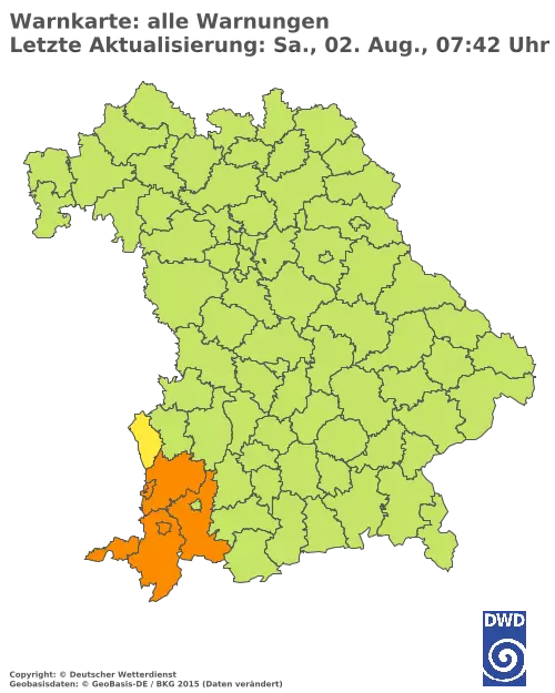 Aktuelle Wetterwarnungen für  Pfaffenhofen a.d.Ilm