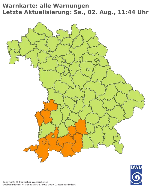 Aktuelle Wetterwarnungen für  Pfaffenhofen a.d.Ilm