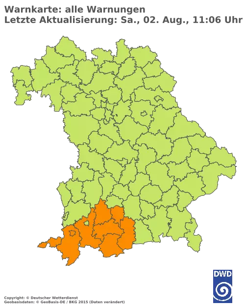 Aktuelle Wetterwarnungen für  Pfaffenhofen a.d.Ilm