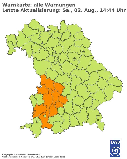 Aktuelle Wetterwarnungen für  Pfaffenhofen a.d.Ilm