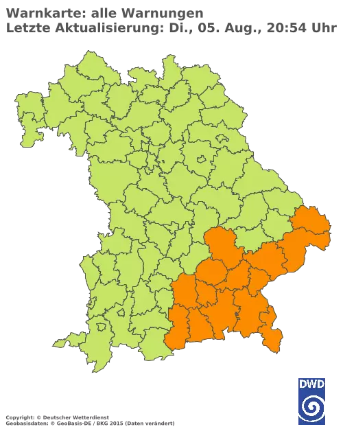 Aktuelle Wetterwarnungen für  Pfaffenhofen a.d.Ilm