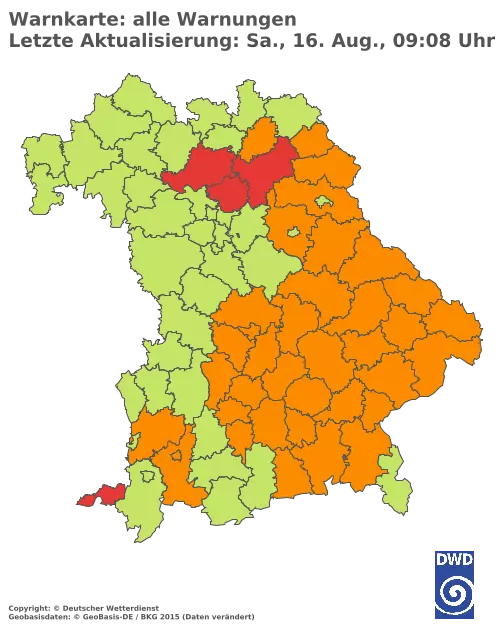 Aktuelle Wetterwarnungen für  Pfaffenhofen a.d.Ilm