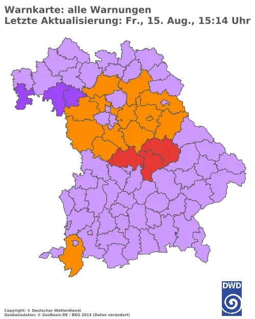 Aktuelle Wetterwarnungen für  Pfaffenhofen a.d.Ilm