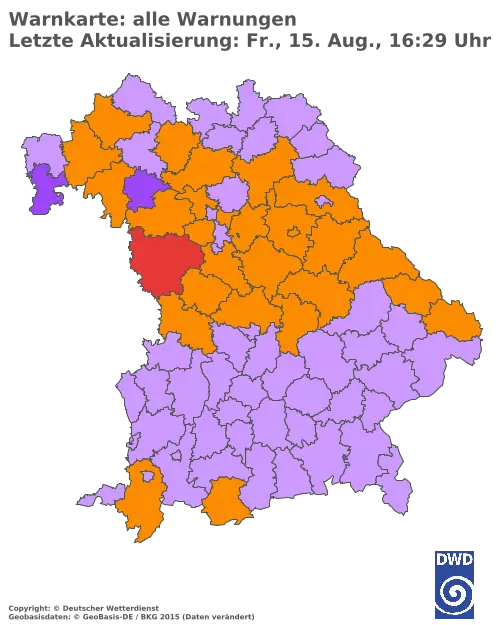 Aktuelle Wetterwarnungen für  Pfaffenhofen a.d.Ilm