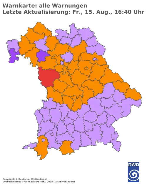 Aktuelle Wetterwarnungen für  Pfaffenhofen a.d.Ilm