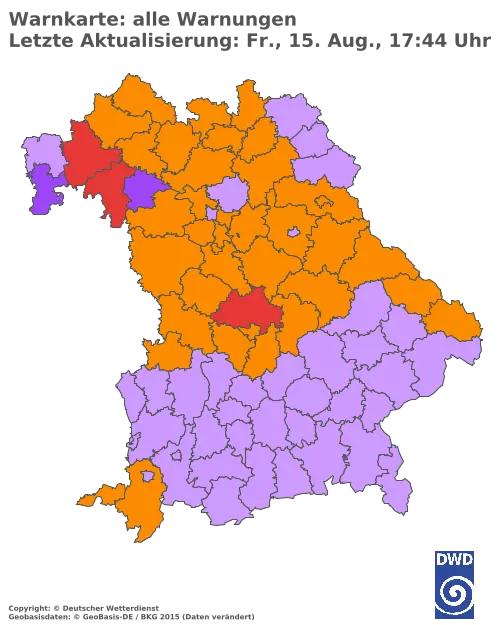 Aktuelle Wetterwarnungen für  Pfaffenhofen a.d.Ilm
