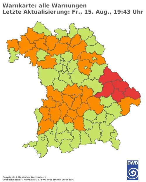 Aktuelle Wetterwarnungen für  Pfaffenhofen a.d.Ilm