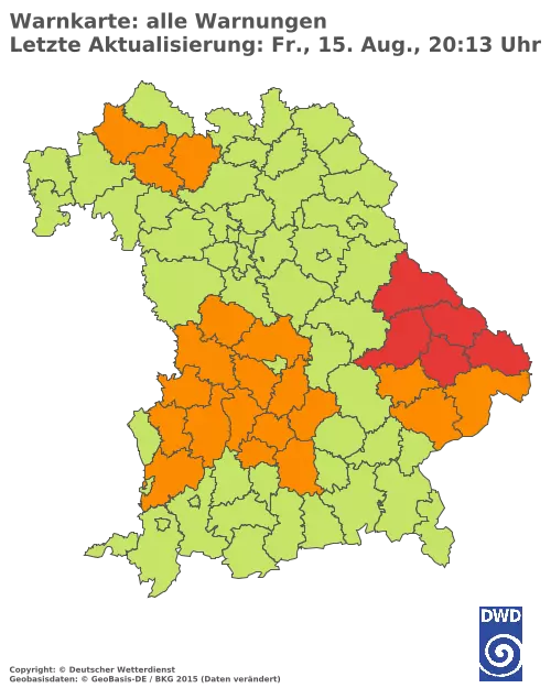 Aktuelle Wetterwarnungen für  Pfaffenhofen a.d.Ilm