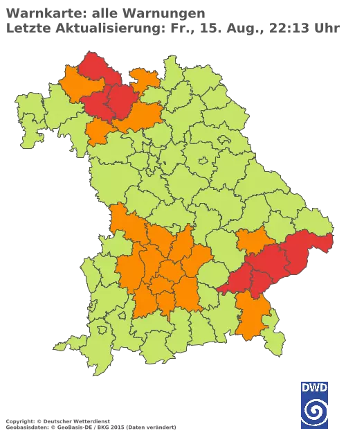Aktuelle Wetterwarnungen für  Pfaffenhofen a.d.Ilm