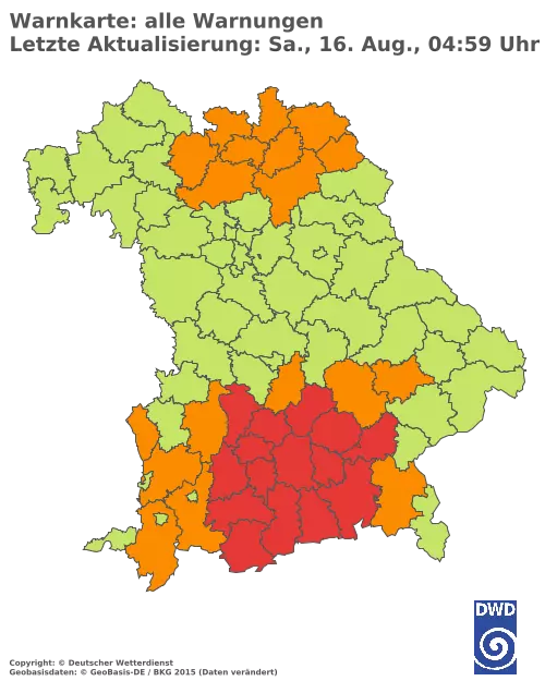 Aktuelle Wetterwarnungen für  Pfaffenhofen a.d.Ilm