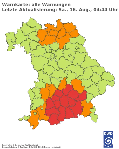 Aktuelle Wetterwarnungen für  Pfaffenhofen a.d.Ilm