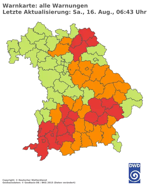 Aktuelle Wetterwarnungen für  Pfaffenhofen a.d.Ilm