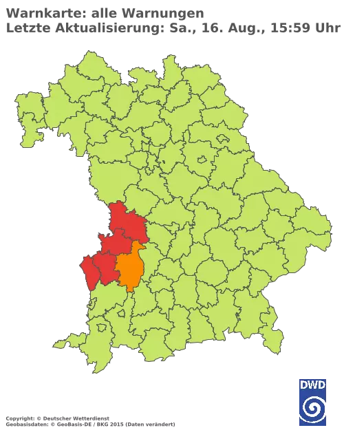 Aktuelle Wetterwarnungen für  Pfaffenhofen a.d.Ilm