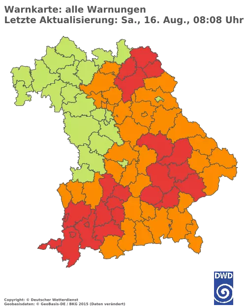 Aktuelle Wetterwarnungen für  Pfaffenhofen a.d.Ilm