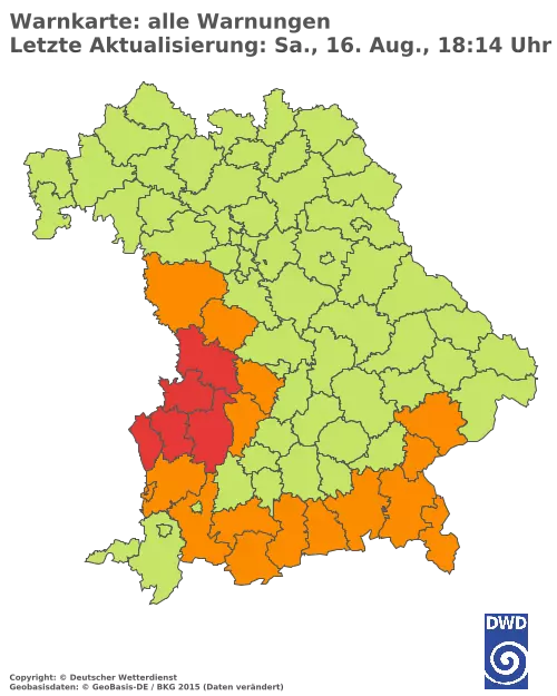 Aktuelle Wetterwarnungen für  Pfaffenhofen a.d.Ilm