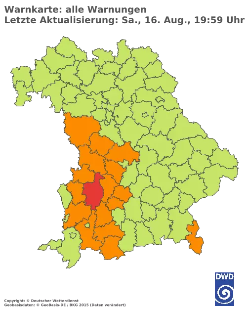 Aktuelle Wetterwarnungen für  Pfaffenhofen a.d.Ilm