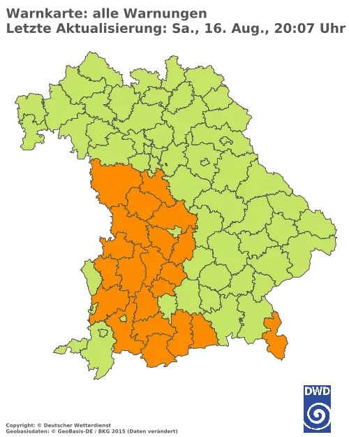 Aktuelle Wetterwarnungen für  Pfaffenhofen a.d.Ilm