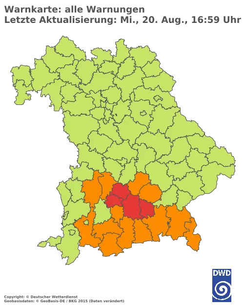 Aktuelle Wetterwarnungen für  Pfaffenhofen a.d.Ilm