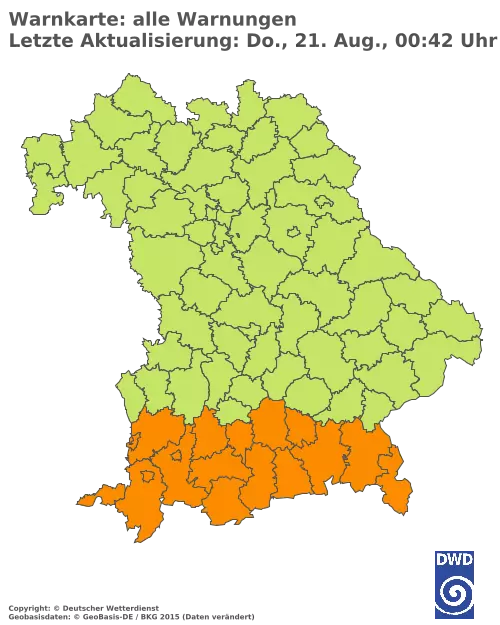 Aktuelle Wetterwarnungen für  Pfaffenhofen a.d.Ilm