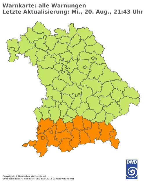 Aktuelle Wetterwarnungen für  Pfaffenhofen a.d.Ilm