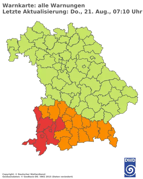 Aktuelle Wetterwarnungen für  Pfaffenhofen a.d.Ilm