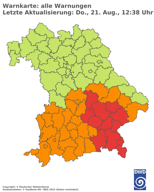 Aktuelle Wetterwarnungen für  Pfaffenhofen a.d.Ilm