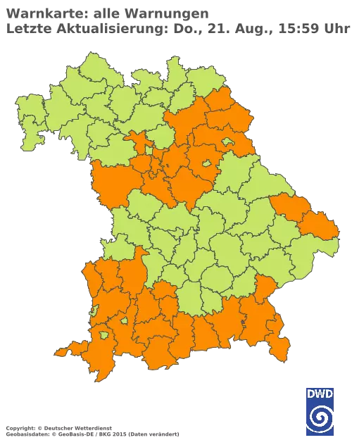 Aktuelle Wetterwarnungen für  Pfaffenhofen a.d.Ilm