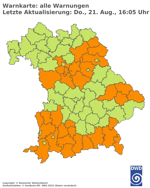 Aktuelle Wetterwarnungen für  Pfaffenhofen a.d.Ilm