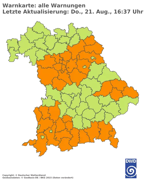 Aktuelle Wetterwarnungen für  Pfaffenhofen a.d.Ilm