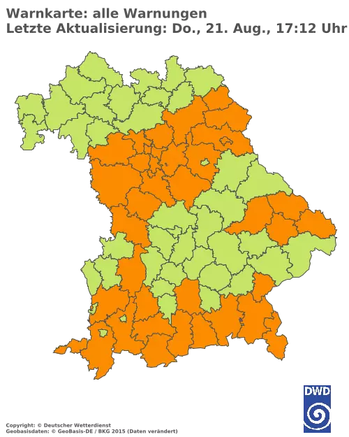 Aktuelle Wetterwarnungen für  Pfaffenhofen a.d.Ilm
