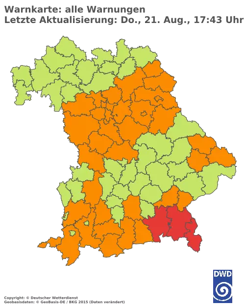 Aktuelle Wetterwarnungen für  Pfaffenhofen a.d.Ilm